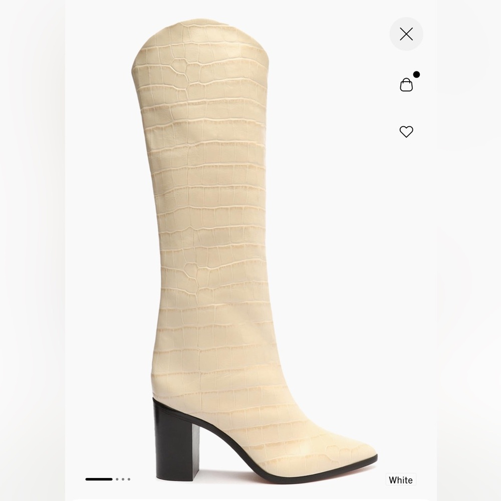 MARYANA BLOCK CROCODILE-EMBOSSED LEATHER BOOT